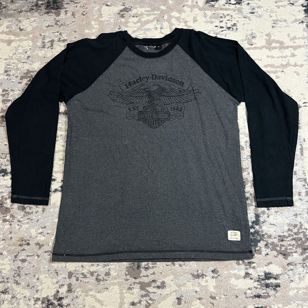 Harley Davidson Shirt Mens XL Long Sleeve Double Sided Eagle Freedom Biker